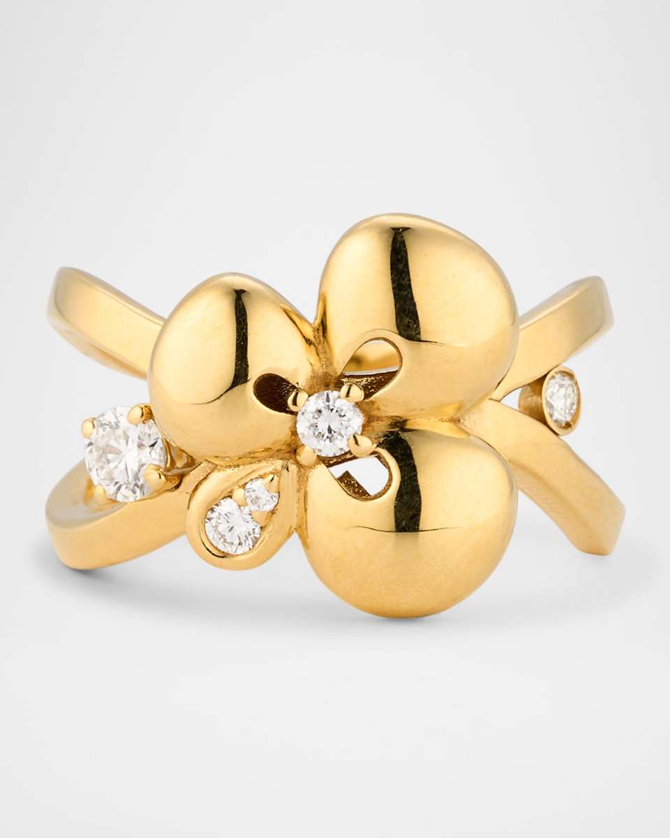 18K Yellow Gold Diamond Ischia Ring, Size 6.5